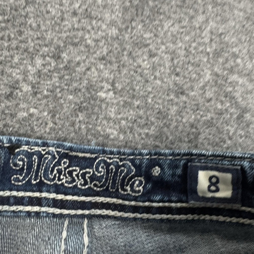 Miss Me Shorts Girls 8 Blue Denim Jean Bermuda Embroidered Cross Pocket Stretch - Picture 6 of 11